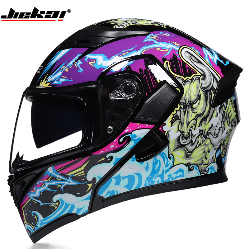 Full Face Motorcycle Helmet With Bluetooth - Kask motocyklowy z podwójną szybą przeciwmgielną