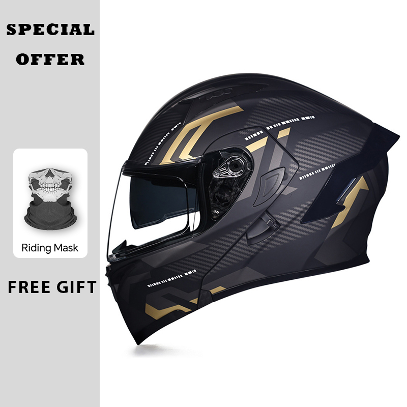 Dual Visor Motorcycle Racing Helmet - Kask motocyklowy typu flip-up z podwójną